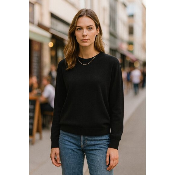 UNIQLO 100% Cashmere Sweater Black Women’s M Soft Luxury Knit Pullover Classic - Picture 1 of 11